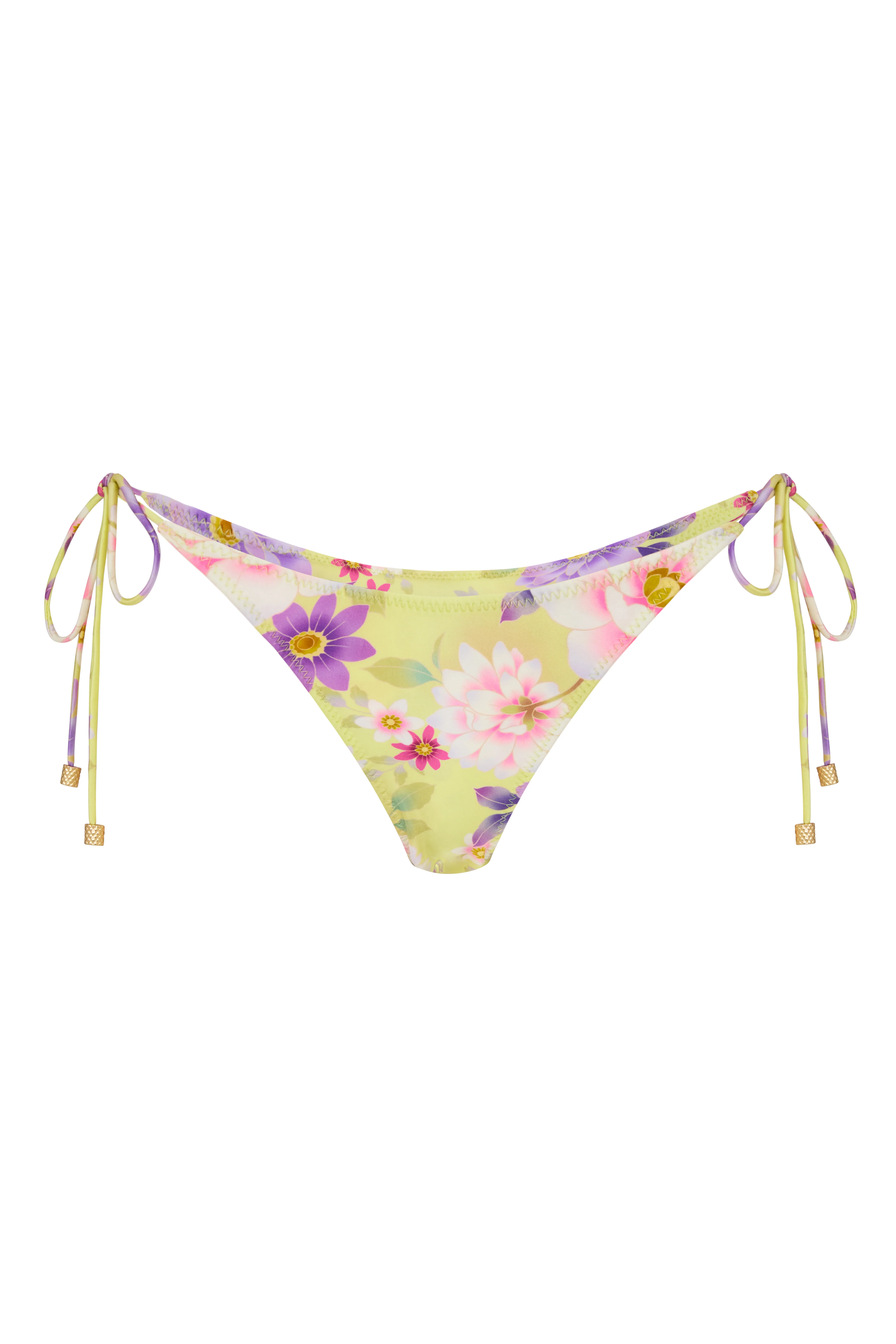 EBONI Flor du Sol - Floral Yellow Tie Side Bikini Bottoms - Image 2