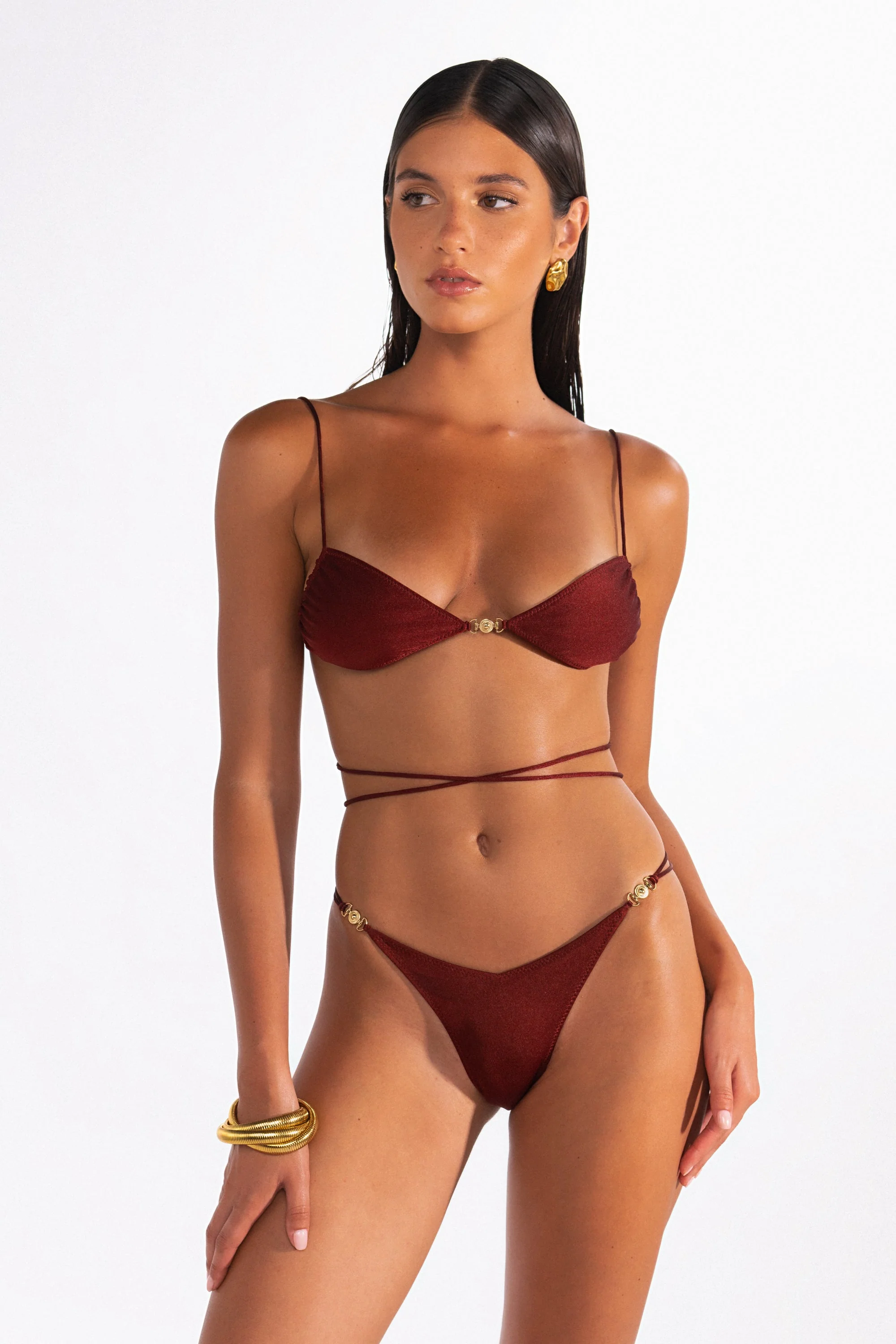 ELLA Ribera - Maroon Bralette Bikini Top - Image 3