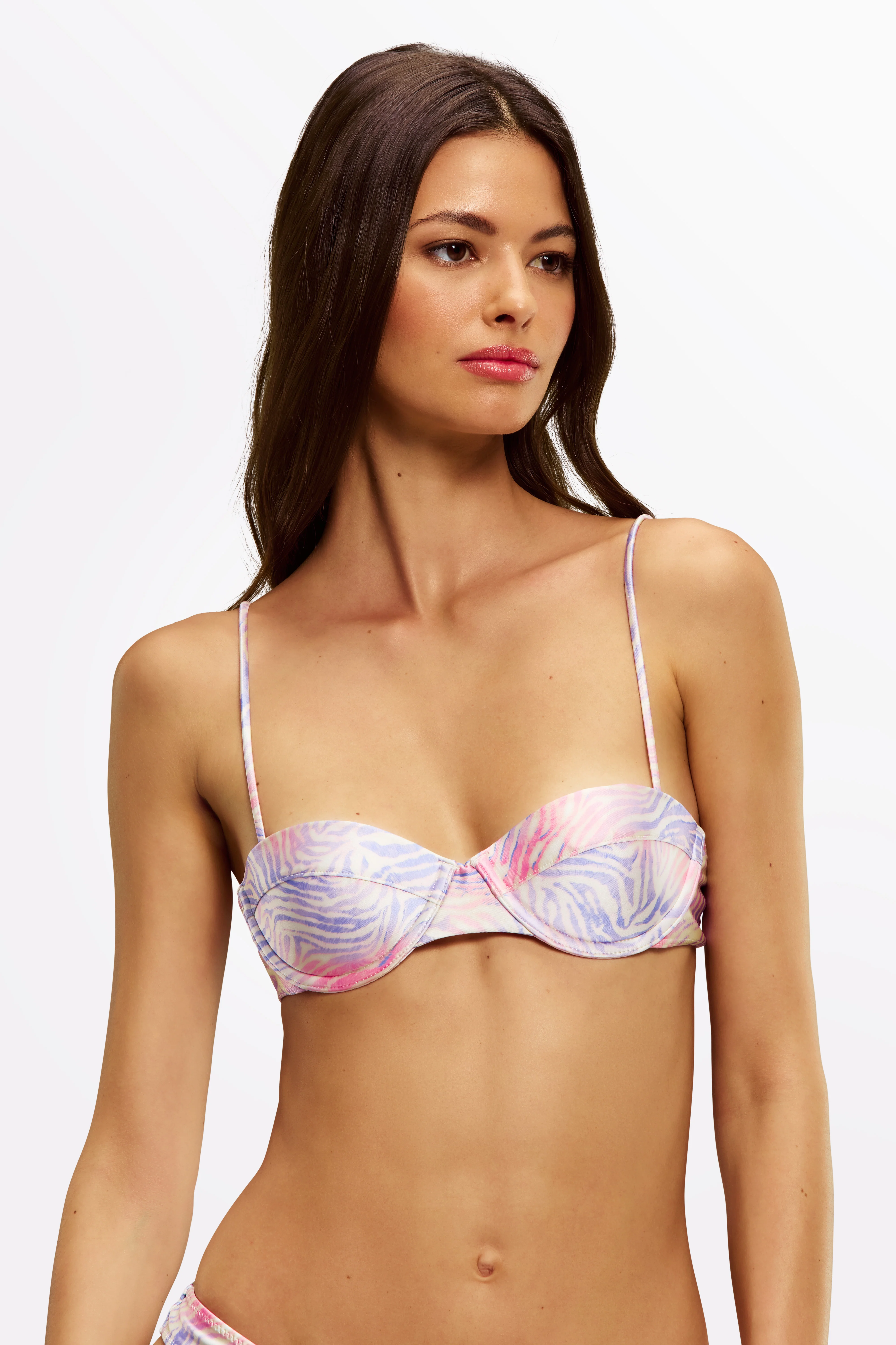 JACI Zebra Haze - Zebra Print Lilac Balconette Bikini Top - Image 5