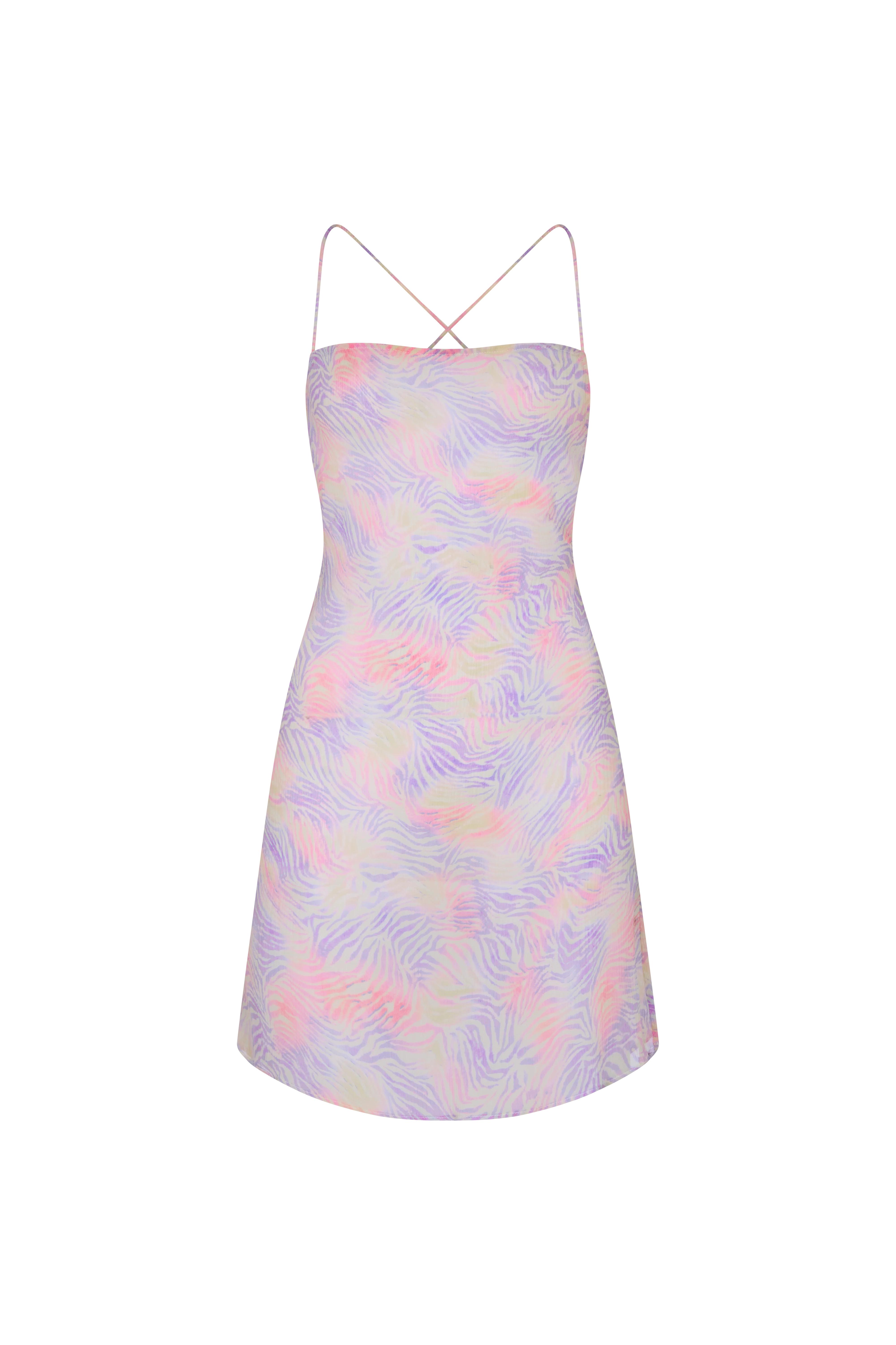 MOSS Zebra Haze - Zebra Print Lilac Mini Silk Slip Dress - Image 5