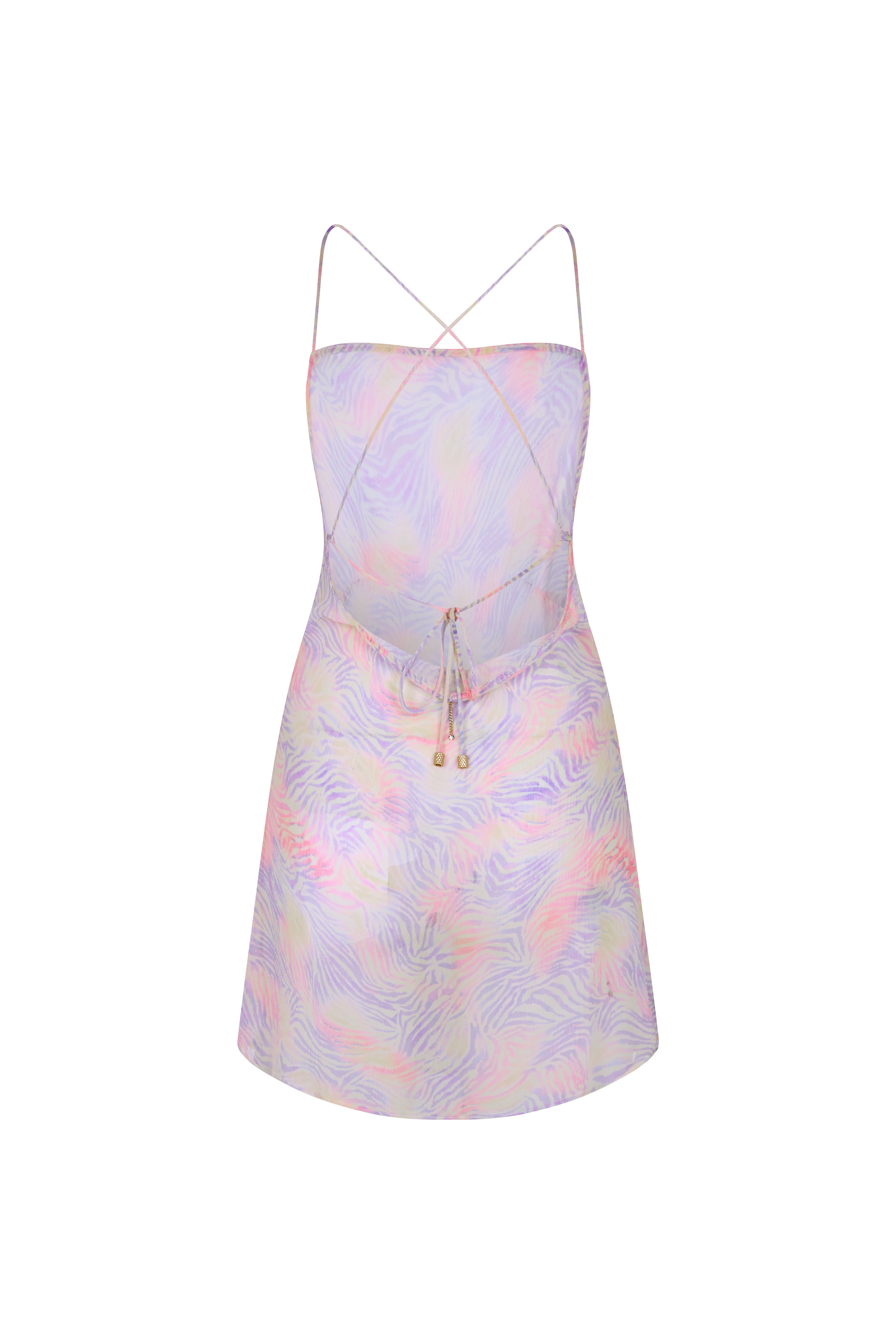 MOSS Zebra Haze - Zebra Print Lilac Mini Silk Slip Dress - Image 6